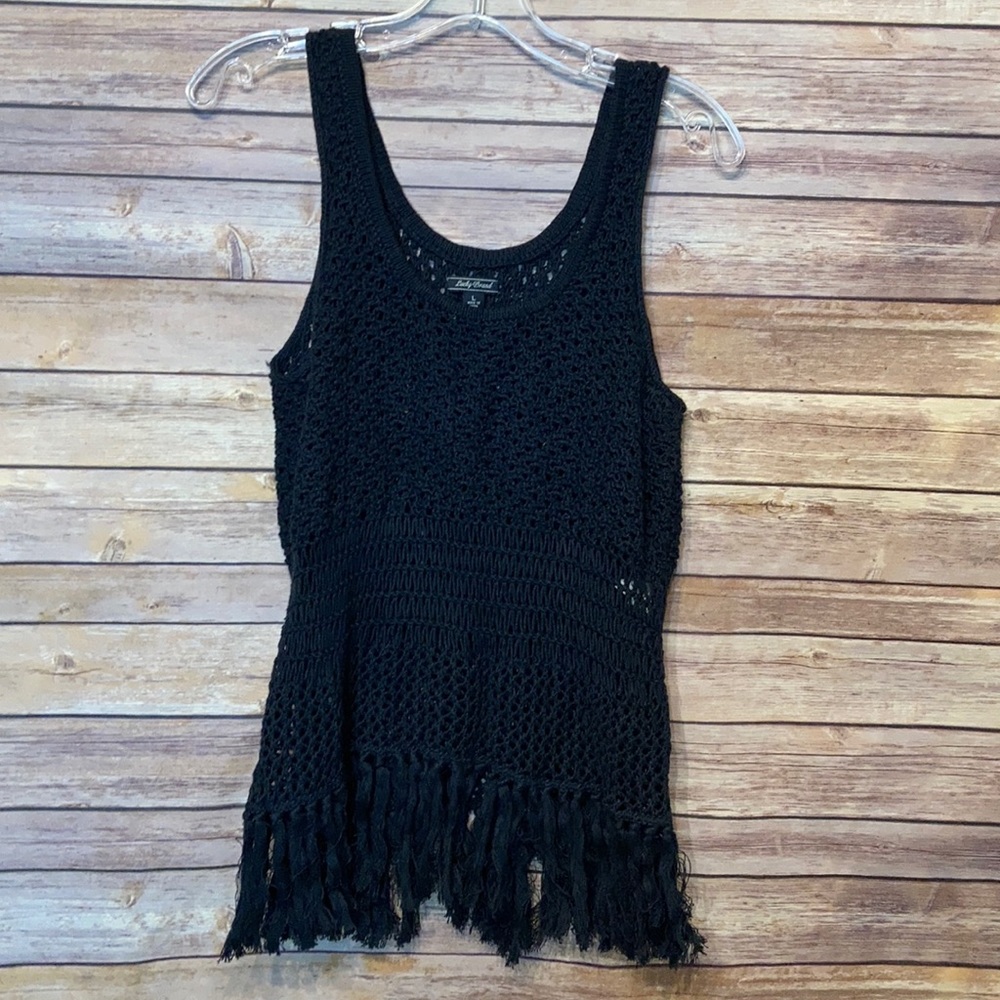 Lucky Brand Black Crochet Tank Top